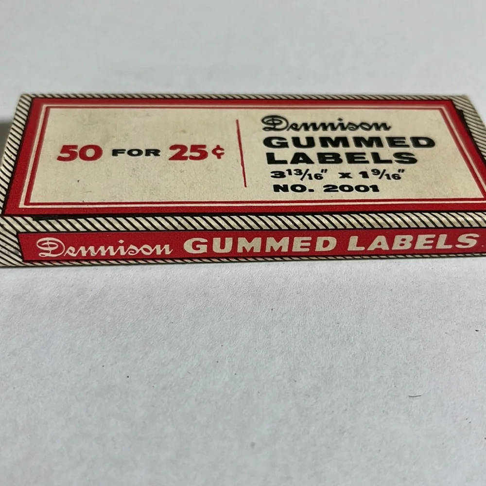Dennison gummed labels - 13 labels in box
